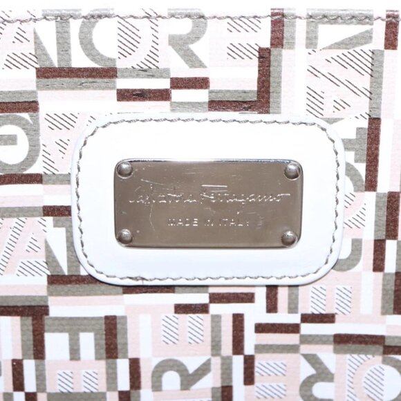 Salvatore Ferragamo Tote Bag Leather White Silver Auth 94246 - Picture 4 of 14